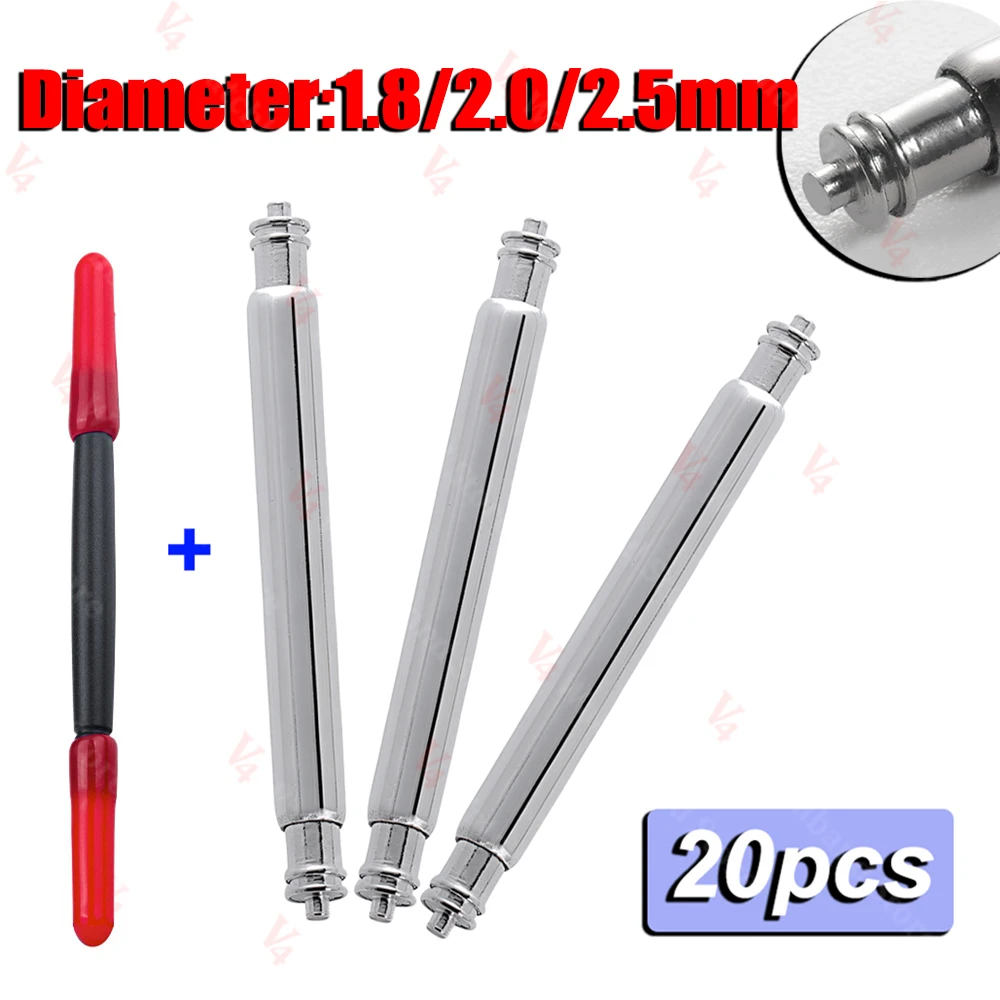20 Stück 1,5 mm 1,8 mm 2,0 mm 2,5 mm Durchmesser Uhrenarmband 16/18/20/22/24 mm Federstift Uhrenreparaturwerkzeug Metall Stahl Federstege Verbindungsstifte