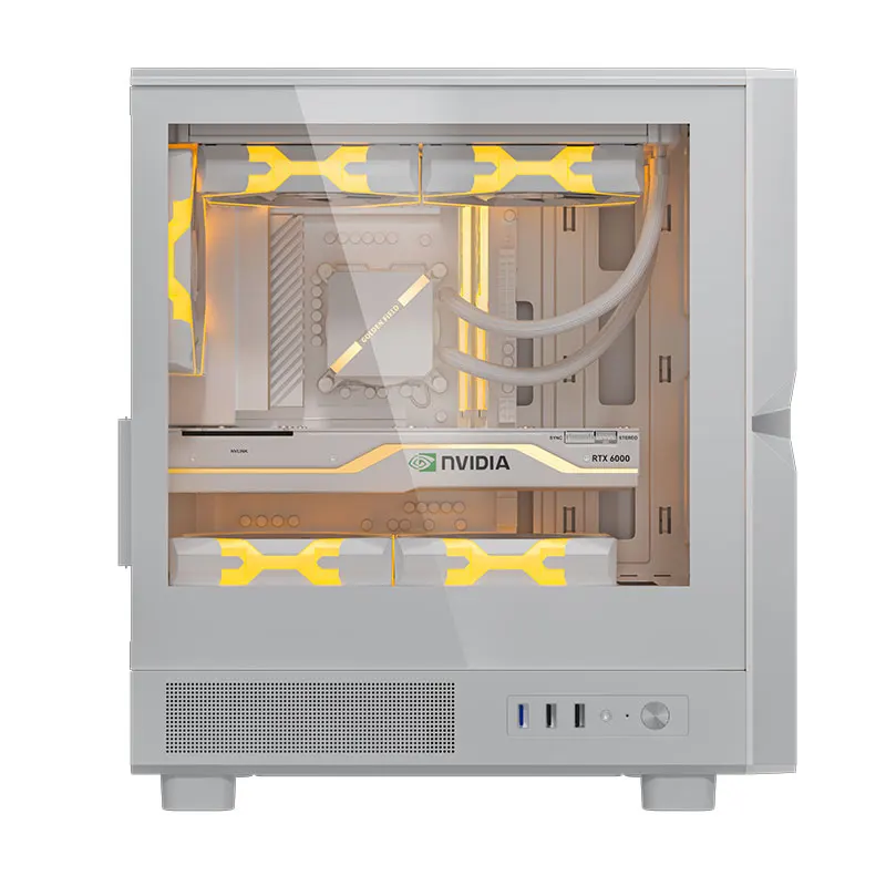Golden field 와이드 바디 데스크탑 컴퓨터 메인프레임 케이스는 240 수냉식 M-ATX 마더보드 USB3.0과 완벽하게 호환됩니다.