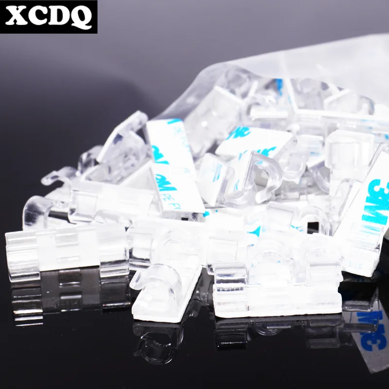 100pcs Transparent Self-Adhesive Cable Clips and Wall Hooks