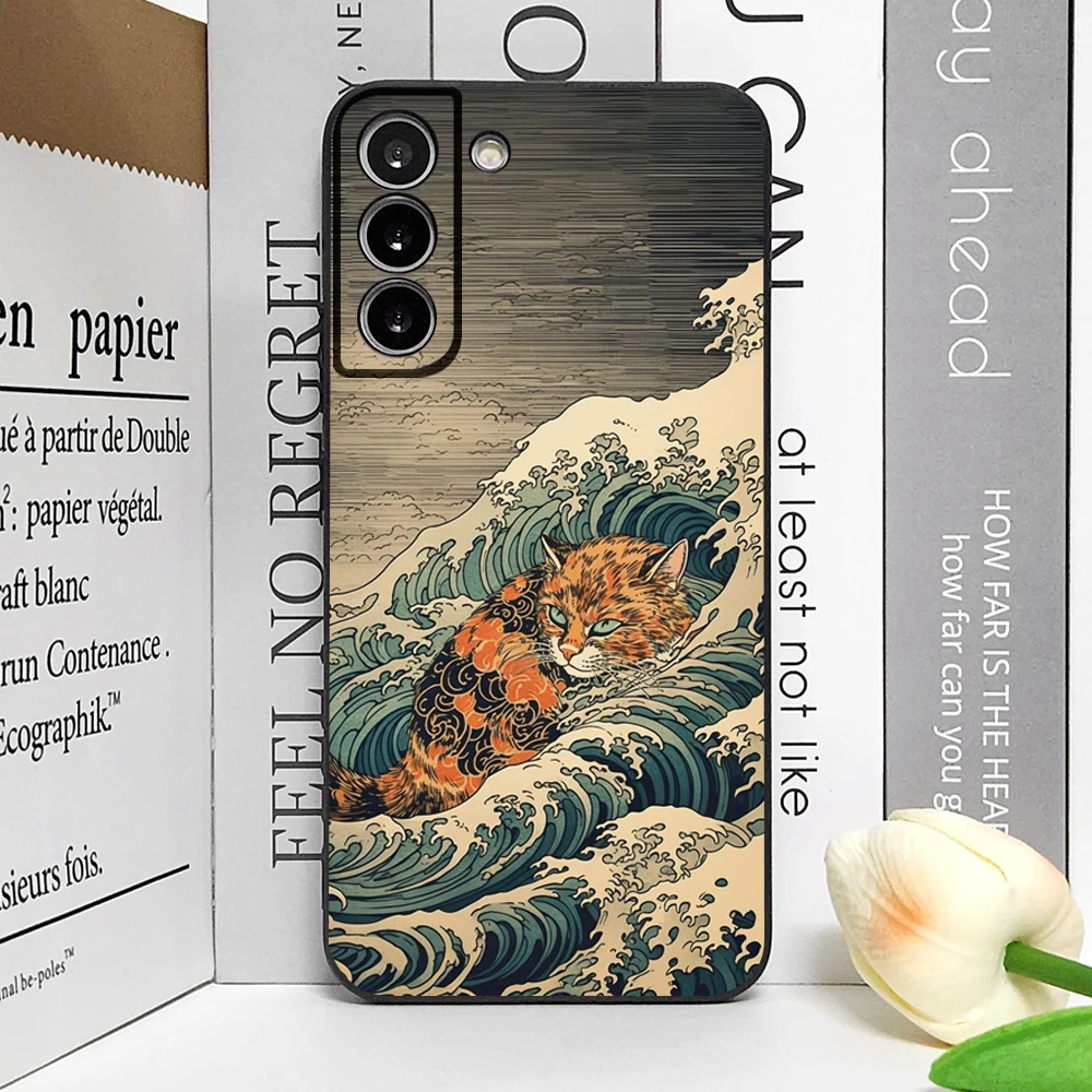 Japan The Great Wave of Kanagawa Cat Art Phone Case - Ultra Soft Cover