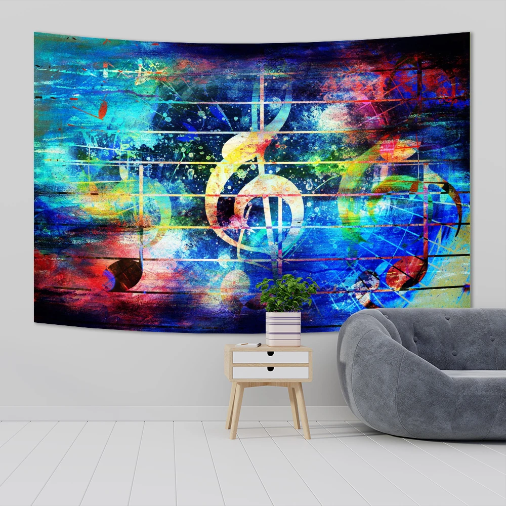 

Musical Notes Printed Tapestries Beautiful Melody Yoga Mat Vintage Wall Hanging Rugs Art Home Decorations