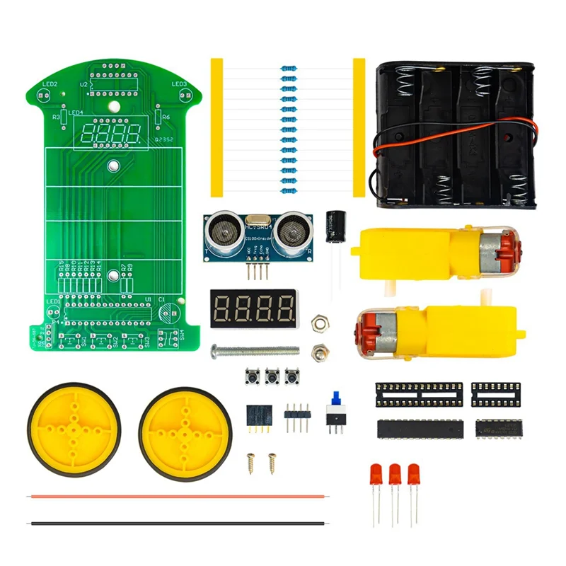 APPLIA-Ultrasonic Ranging Obstacle Avoidance Kit Car DIY Electronic Kit LED Display Programming Kit