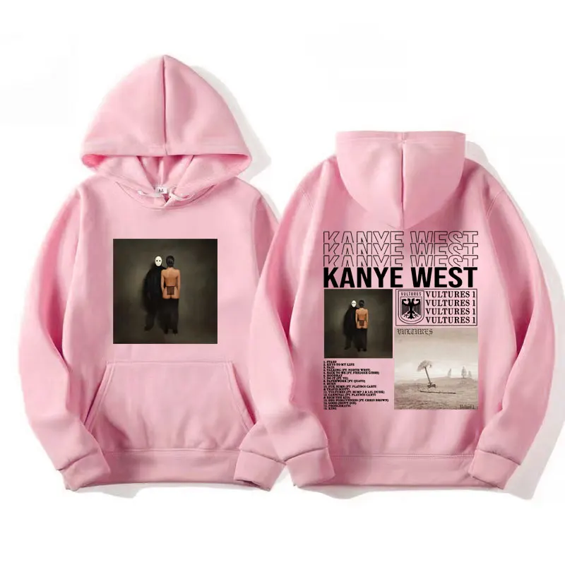 Sweat à Capuche YZY Vultures - Inspiré Kanye West - Streetwear Hip Hop Y2K - Taille M - Gris - Neuf Avec étiquettes