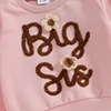 Toddler Kids Baby Girls Sister Matching Outfits Flower Letter Embroidery O-neck Pullover Long Sleeve Rompers/Sweatshirts Clothes 6