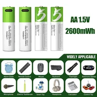 AA 2600mWh & AAA 750mWh 1.5V AA AAA USB Rechargeable Li-ion Batteries Type-C Cable Charging for Mouse Clock Shaver Hermometer 6
