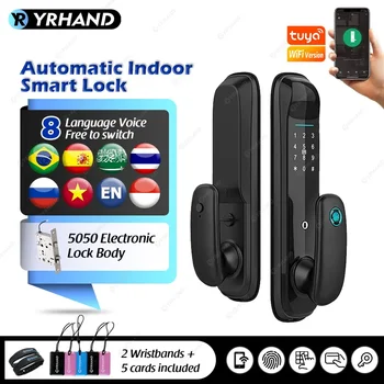 YRHAND 투야 와이파이 디지털 전자 잠금 장치, 스마트 홈 생체 인식 디지털 잠금 장치, 지문 스마트 문짝 잠금 장치