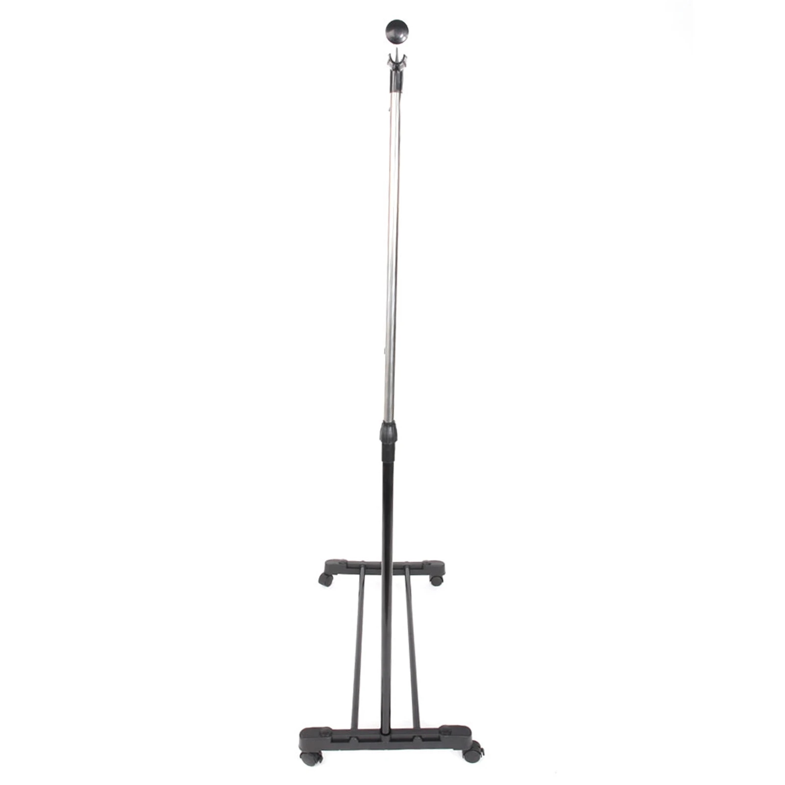 Single-bar Vertical & Horizontal Stretching Stand Clothes Rack with Shoe Shelf YJ-02 Black & Silver 3