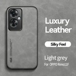 Luxury Leather Magnetic Car Holder Case with Built-In Metal Plate for Reno11 F 5G (Light grey)