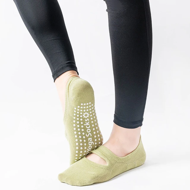 4 Pairs Women's Yoga Socks Non-Slip Backless Ballet Dance Floor Bandage Pilates Gym Workout Slipper Socks for Sport 6
