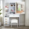 Makeup Vanity Set with Mirror and Light, Storage Drawer, Chair and Shelf, Adjustable Brightness Makeup Vanity with Light 1