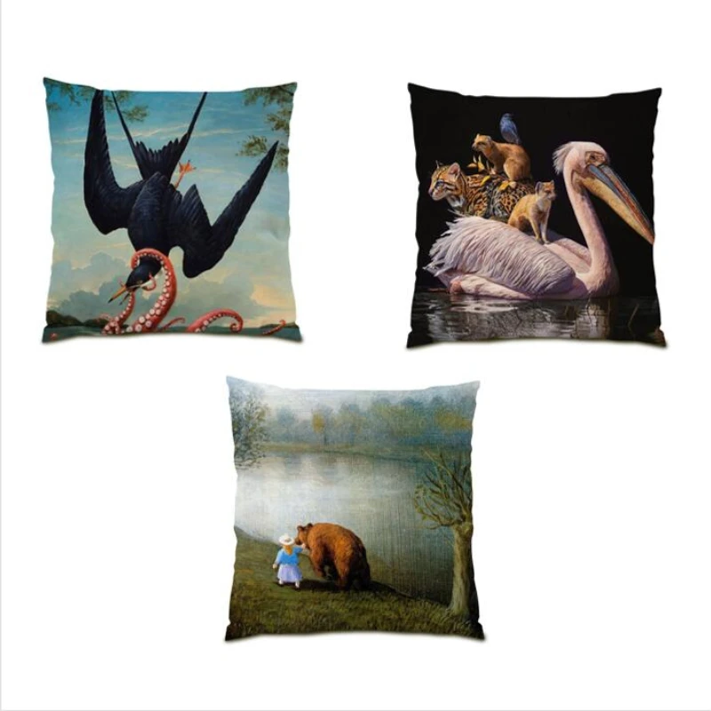 

Pillow Cover Flower Throw Pillow Covers Sofa Cushion Cover 45x45CM Forest Tree Living Room Decoration Plants Square Velvet E0025
