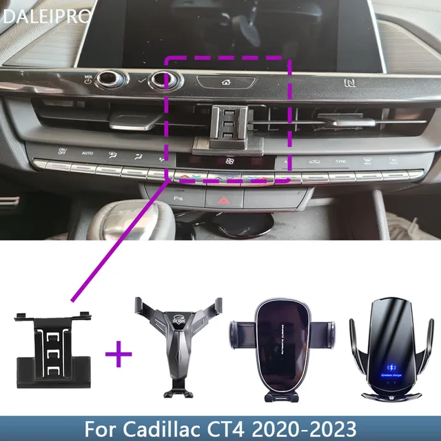 Car Phone Holder For Cadillac CT4 2020 2021 2022 2023 Fixed Bracket Base Special Car Cell Phone Mounts Wireless Charging