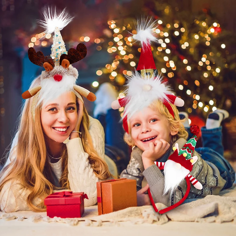 Christmas Party Headband Santa/Elf/Elk Cosplay Hairband Holiday Hair Hoop for Party Costume Photo Props Hair Accessories