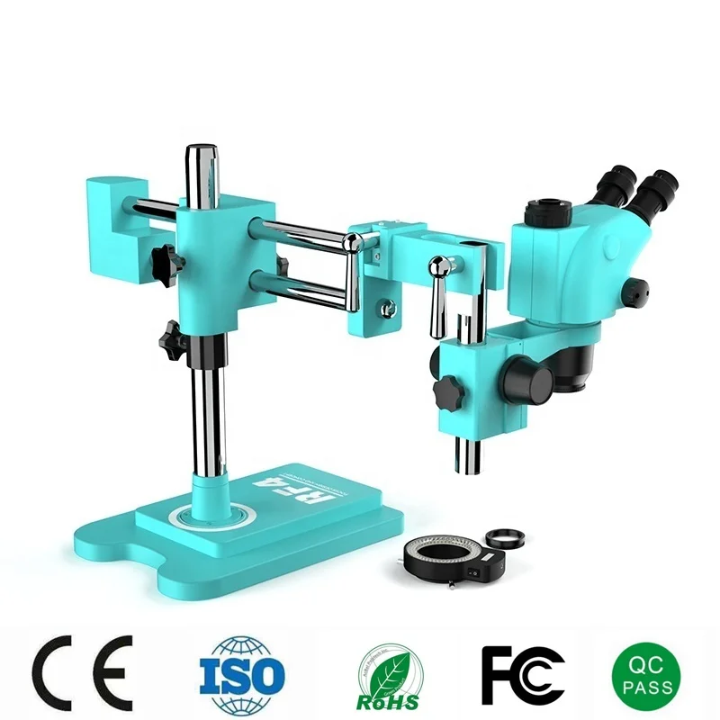 

RF6565TVW 6.5X-65X Synchronous Double Zoom Stereo Trinocular Microscope With 144 Light PCB Soldering Repair Jewelry Microscope