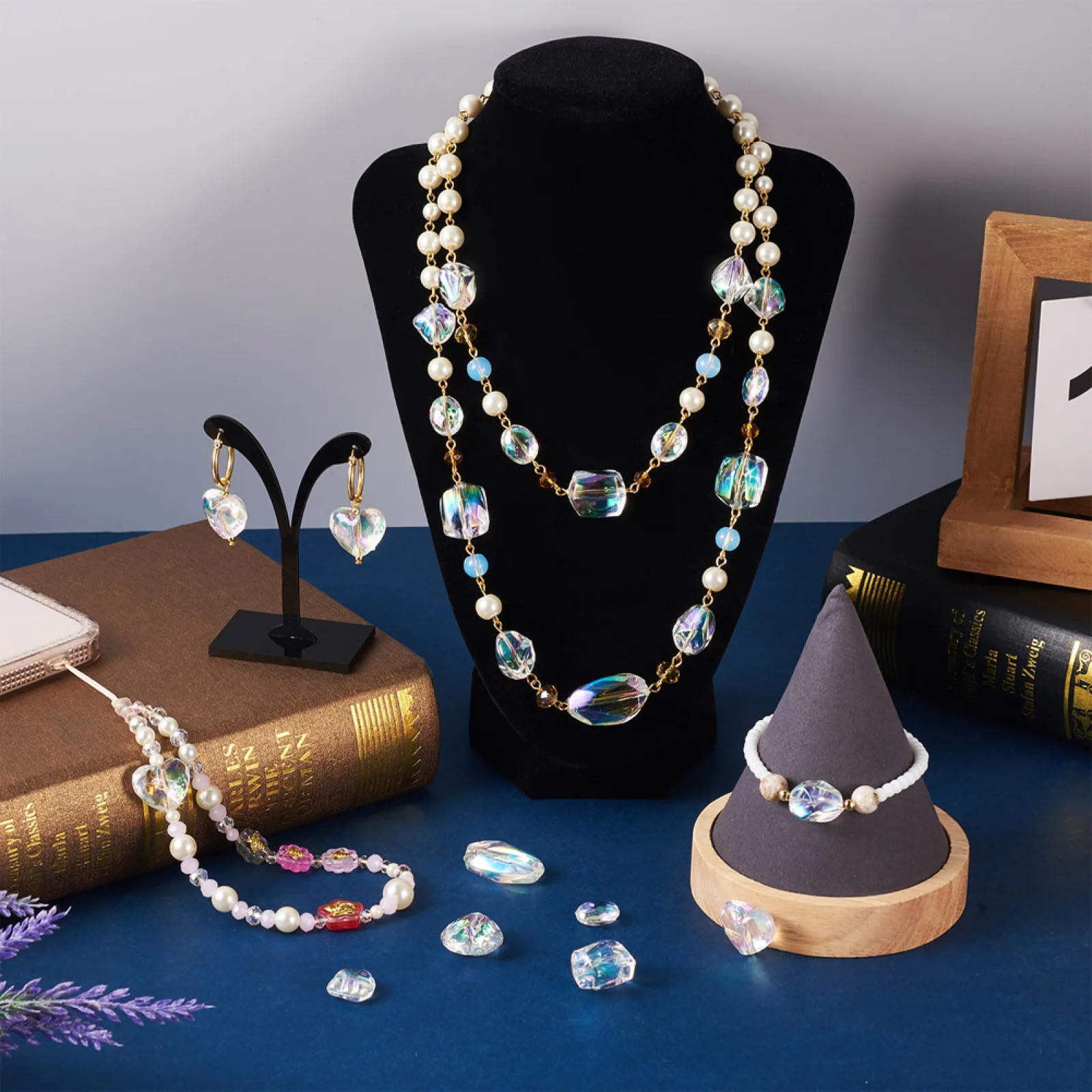 90Pcs AB Color Heart Shape Plated UV Plating Acrylic Beads For DIY Making Jewelry Bracelet Necklace Earrings Hair Decorations