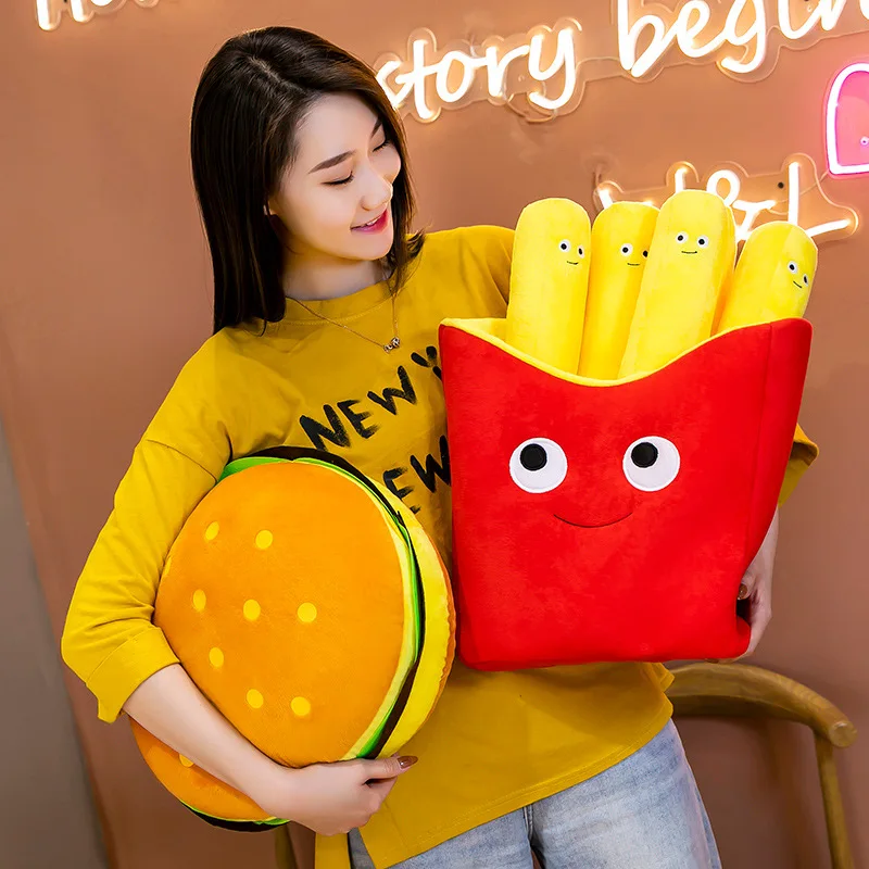 Plush Toys Food Plush Pillow Stuffed Pizza Hamburger French Fries etc