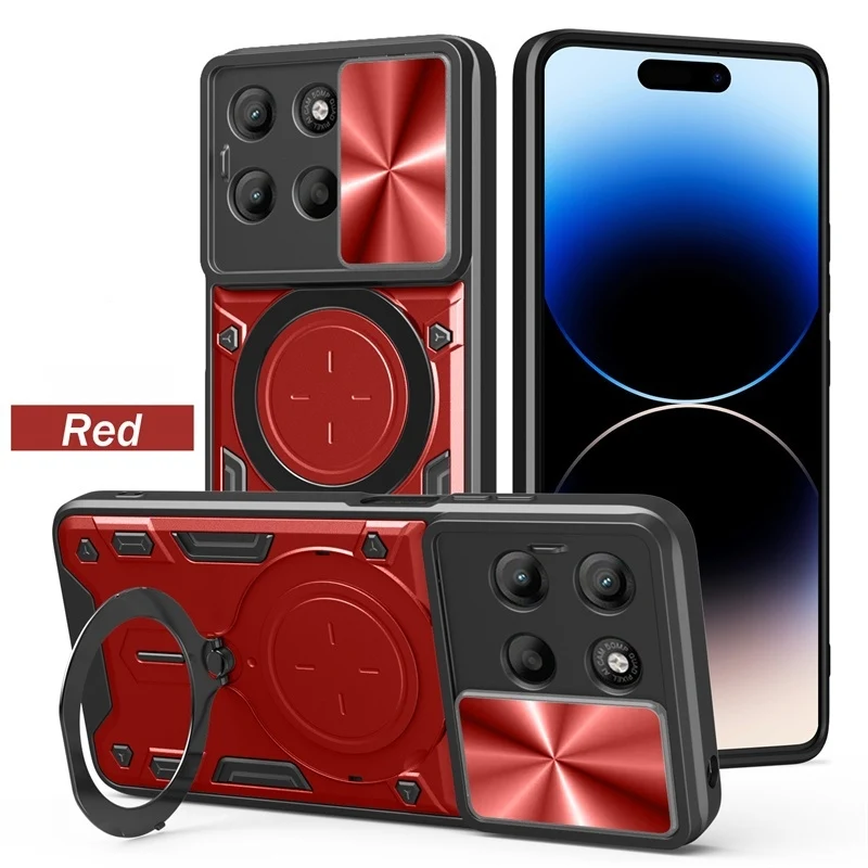 Enhanced Magnetic Metal Ring Bracket Phone Case with Slide Camera Lens Protection
