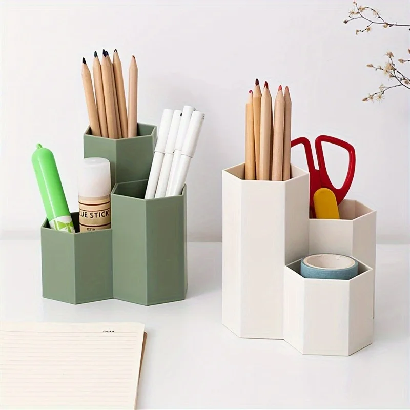 Organizzatore per cassettiera da scrivania da 1 pezzo, organizer per penne da scrivania, portapenne, portapenne a 4 scomparti, tazza trasparente per organizer per matite - immagine 2