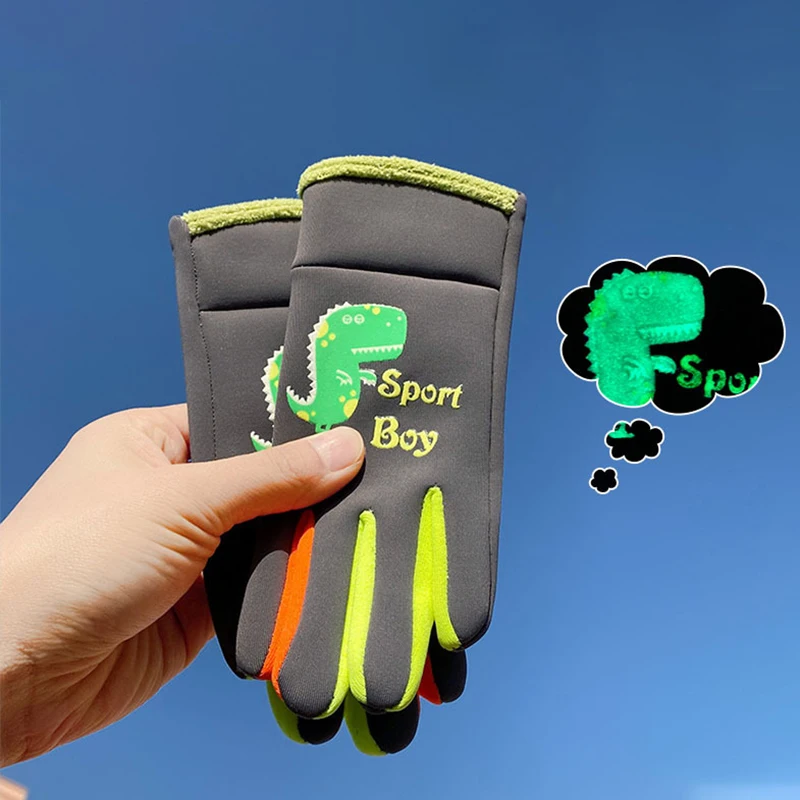 Jongens Vipo Dinosaurus Skihandschoenen (Blauw Dino/Blauw
