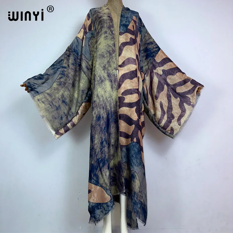 

Пляжное кимоно WINYI с Африканским принтом в стиле бохо Caftans, элегантный кардиган 2023, сексуальная Праздничная пляжная одежда макси, купальник, летнее платье
