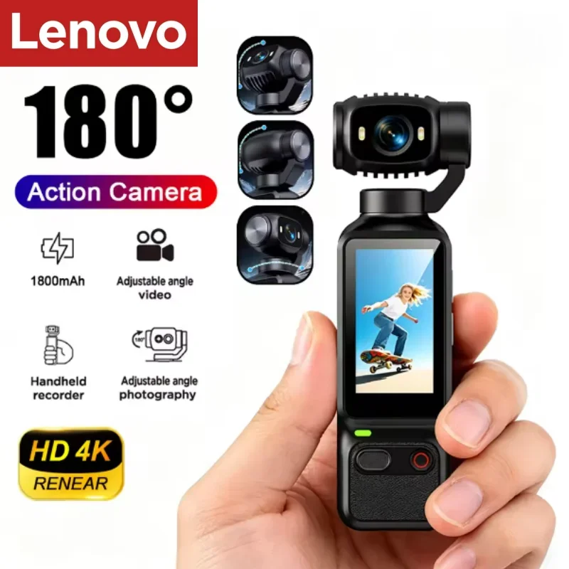 Lenovo HD 4K Action Camera 180° Rotatable Video Recording Entry Portable Action Camera For Vlog YouTube Tiktok Girls Record Life 1 Lenovo HD 4K Action Camera 180° Rotatable Video Recording Entry Portable Action Camera For Vlog YouTube Tiktok Girls Record Life 1
