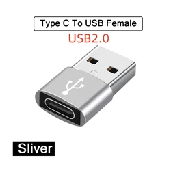 Dual USB 3.0 to Type-C OTG Charger Adapter Connector (Silver C 2PCS)
