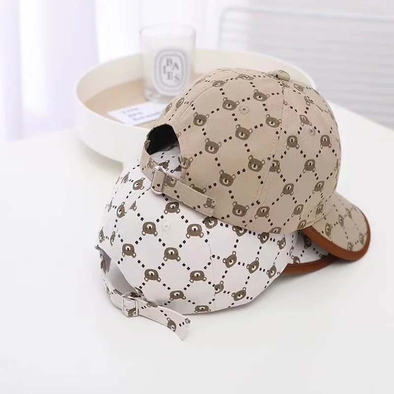 Beary Fashionable. 2 Style White/Khaki Cartoon Hats for Boys. 6