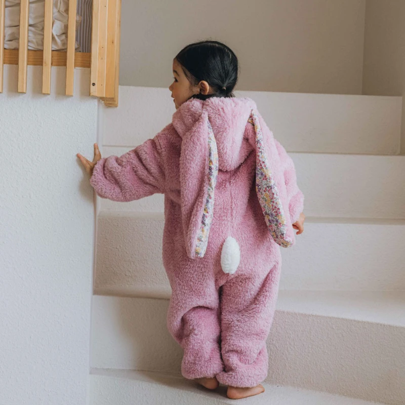 Korean Version of Children Jumpsuit Plush Rabbit Shape Thickened Cartoon Costume Pajamas for Girls Children Pajama Pijama Ni&ntilde;o