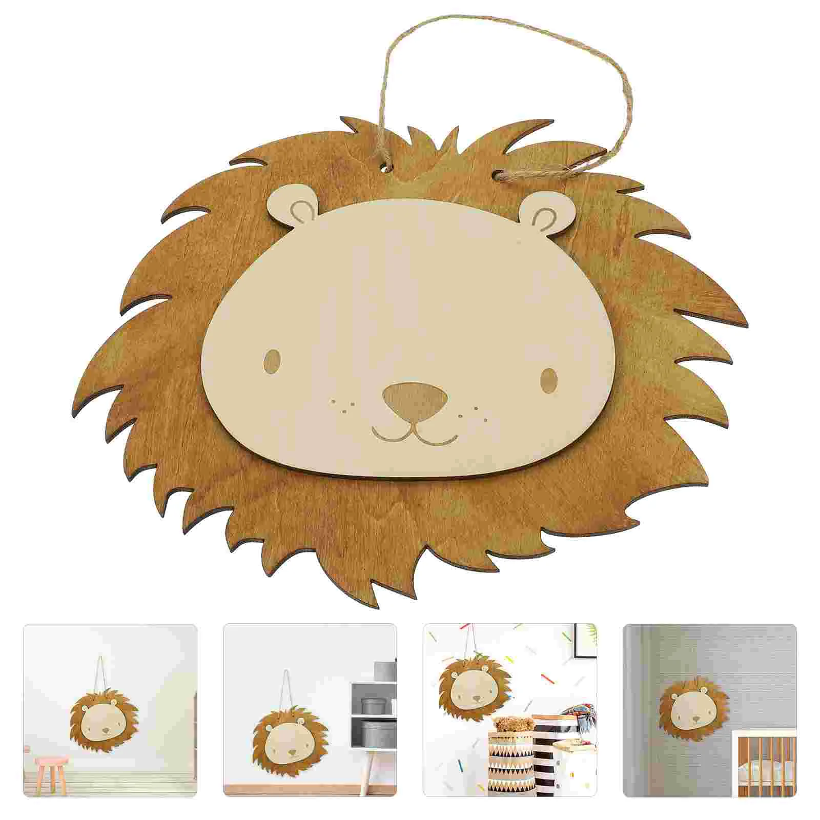 

Nordic Style Wall Pendant Nursery Room Wall Decor Wood Lion Wall Hanging Decor