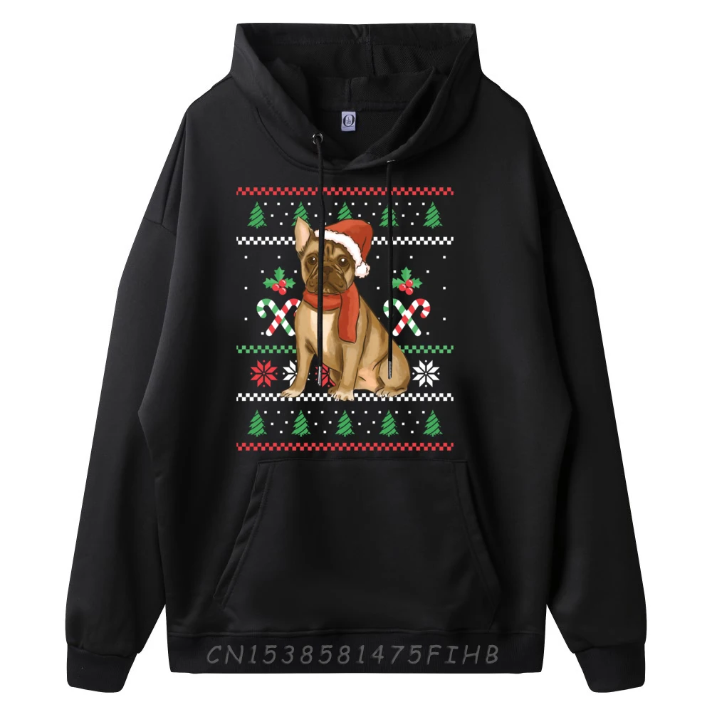 Christmas French Bulldog Outfit Santa Funny Hoodies long Sleeve Gift Idea Thanksgiving Day O-Neck Hoodies Normal Coat Special Christmas French Bulldog Outfit Santa Christmas black