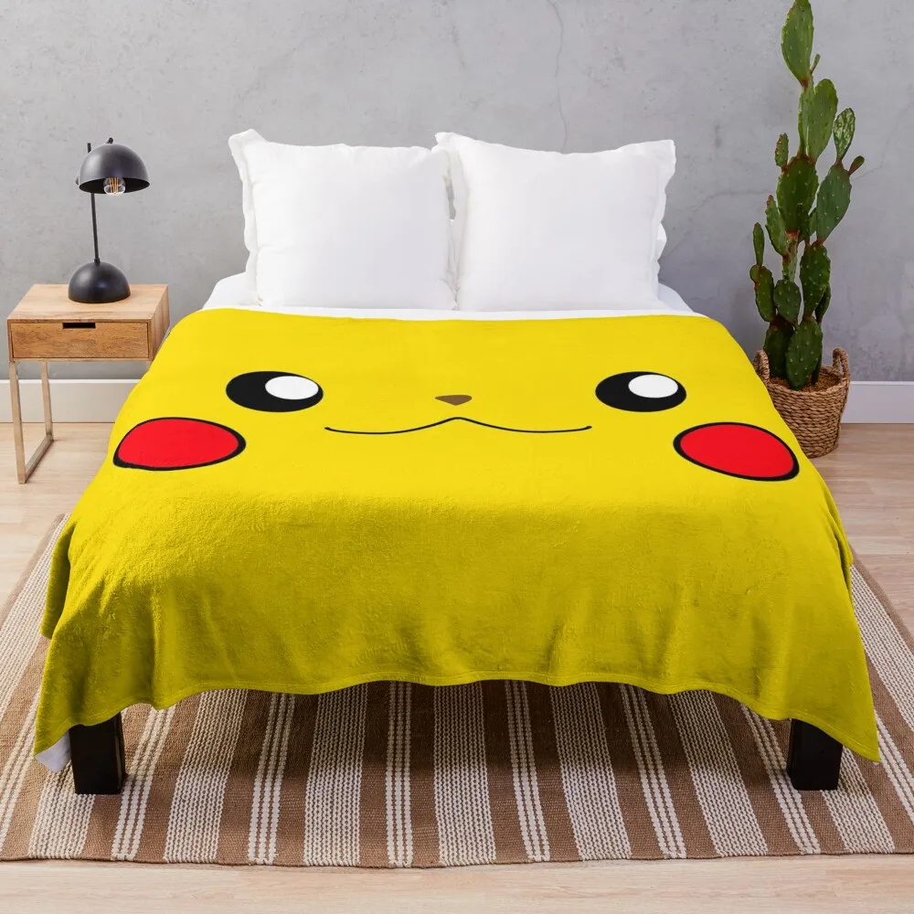 

pikatchu face Throw Blanket Soft Big Hairys Blankets For Baby sofa bed Blankets