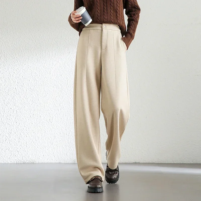 SENTUBILA Wool Blend Pants Women 2024 Winter Straight High Waist