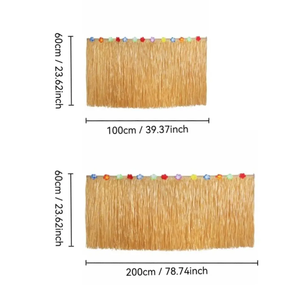 Hawaiian Party Straw Table Skirt Hawaii Themed Party Decoration Grass Table Skirt Straw Color DIY Hawaii Party Tablecloth 6