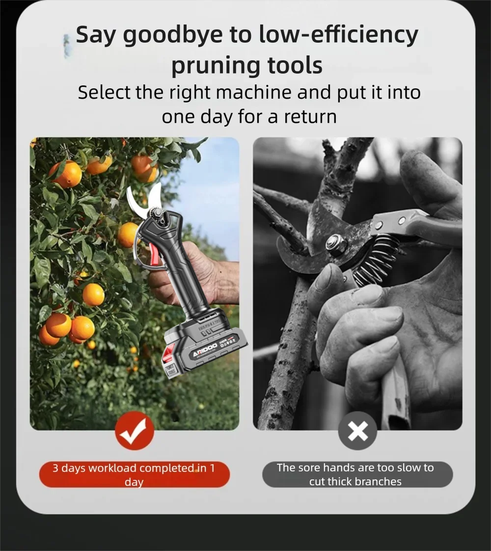 Efficient Fruit Tree battery pruner Cordless pruning shears Electric Scissors Pr