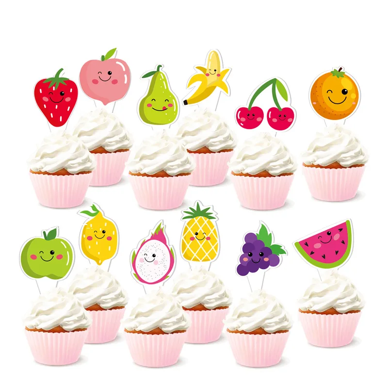 Tutti Fruity Fruit Cupcake Toppers Tropical Summers Kids Happy Birthday Cake Toppers Per Baby Shower Decorazioni Per Feste Di Matrimonio