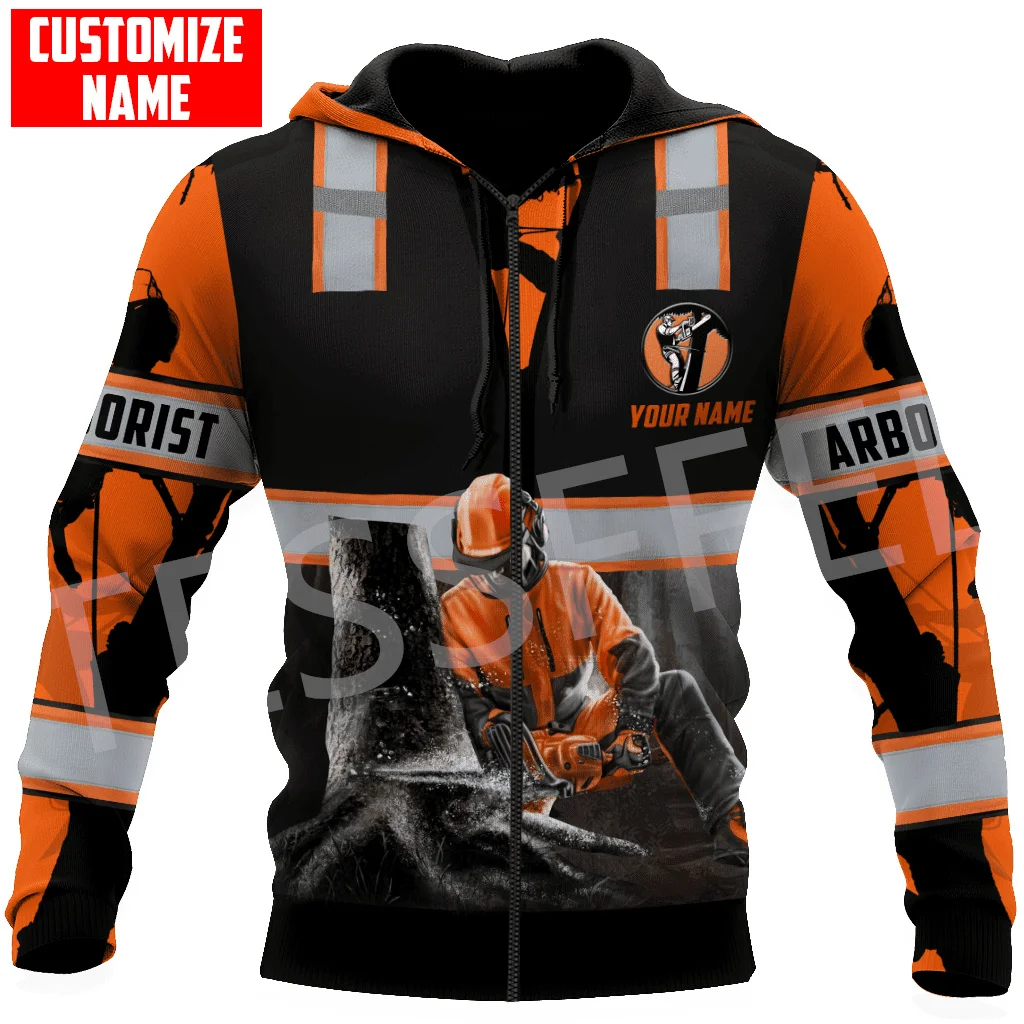 Custom Name Arborist Logger Chainsaw Carpenter Worker Tattoo 3DPrint Pullover Harajuku Jacket Casual Funny Hoodies 10
