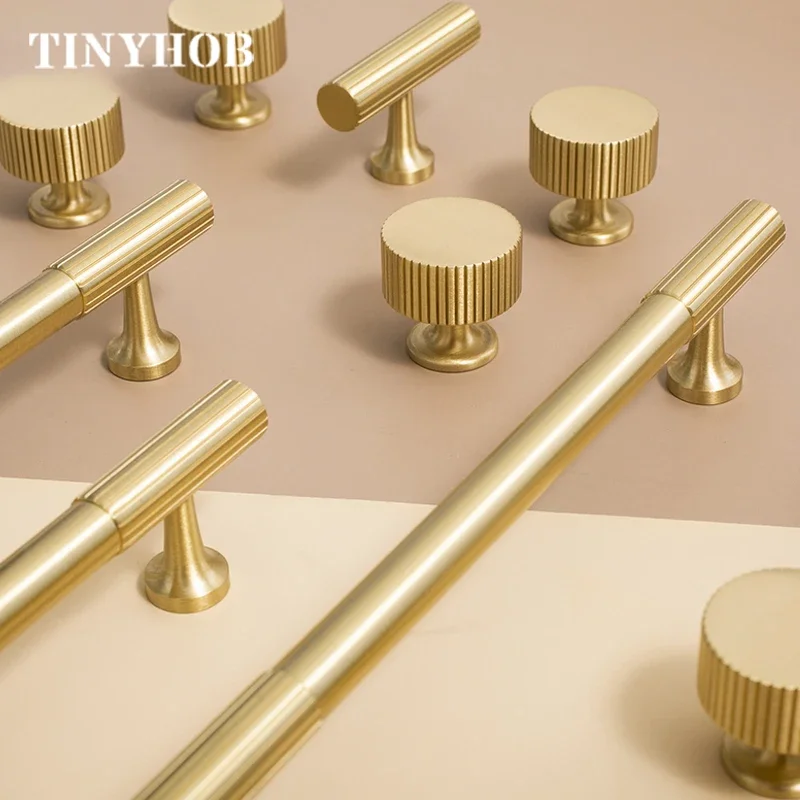 Solid Brass Drawer Knobs T bar Handle Bedroom Pulls Kitchen Cabinet Door Pull Handle Modern Style Vertical lines