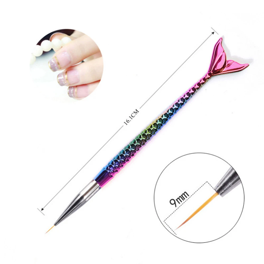 3 Pcs/Set Nail Art Liner Brushes Pen Mermaid Gradient DIY Wire Drawing Painting Pen Professional UV Gel Carving Manicure Tool 4