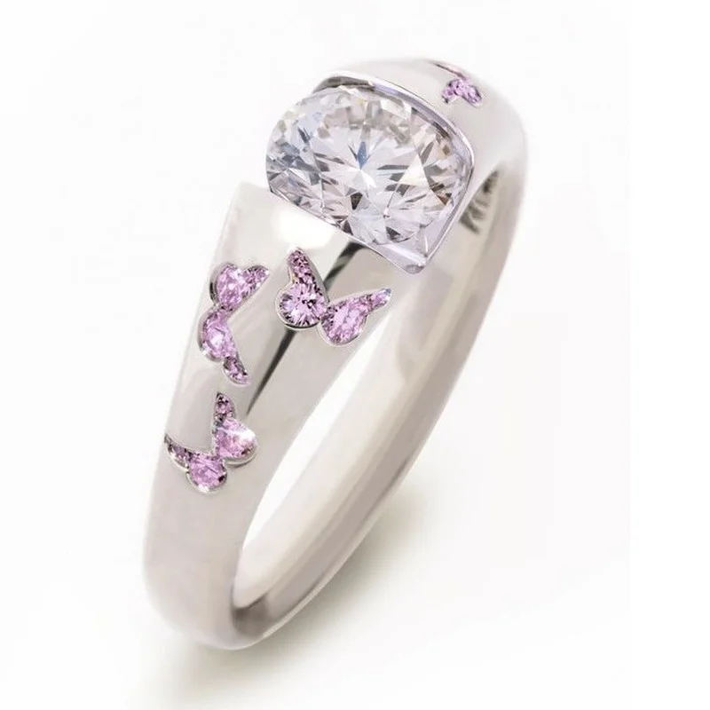 Fashion rings Creative Women Fashion Butterfly Ring Inlaid White Stone Engagement Rings