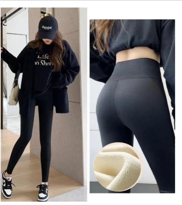 Skin Leggings for Women Wear Winter Lamb Cashmere Shark Pants Thickened Cashmere Non Pilling Elastic and Thin Yoga Pants Women holy lamb beneath the skin 1 cd