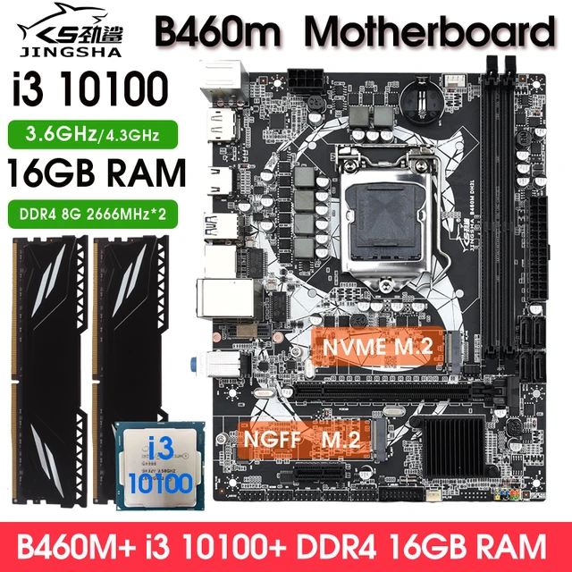 B460M LGA1200 Slot Motherboard set i3 10100 processor 2*8=16GB ...