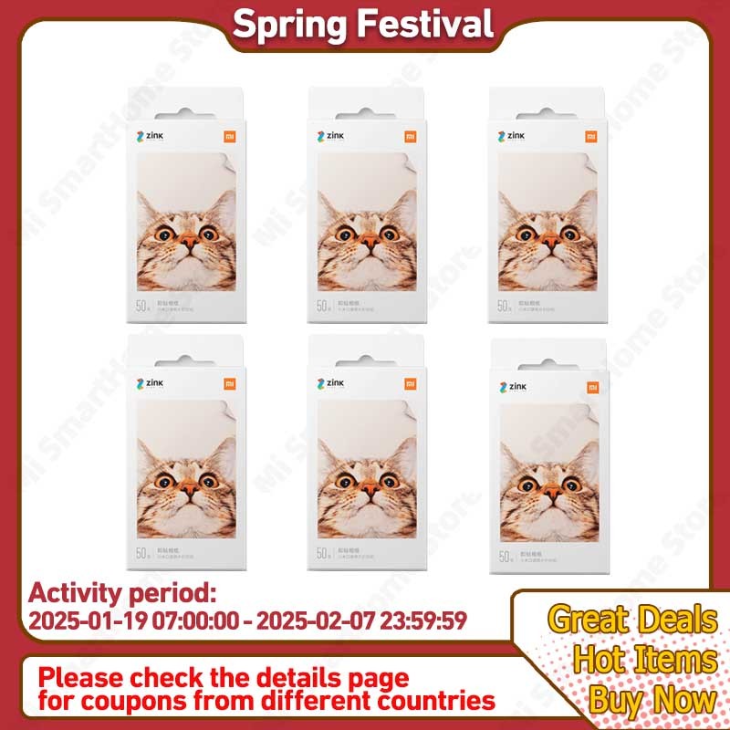 100% New Xiaomi ZINK Pocket Printer Paper Self-adhesive Photo Print 10//50/100 Sheets Xiaomi 3-inch Mini Pocket Photo Printer
