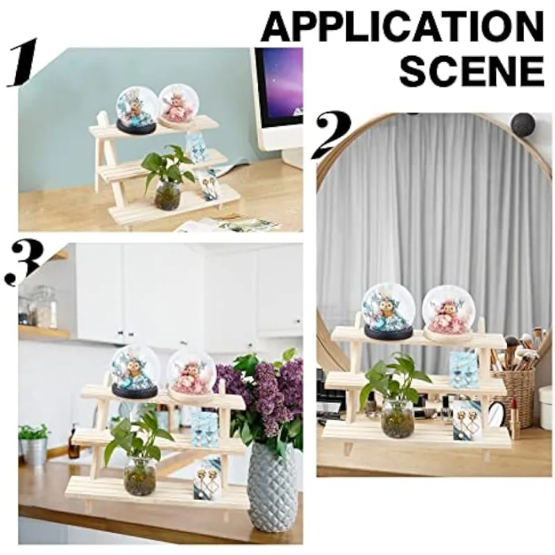 3-Tier Log Retail Earring Display Riser Earring & Ring Holder Detachable Unfinished Wood Retail Jewelry Card Display Stand jewelry box,jewelry accessories