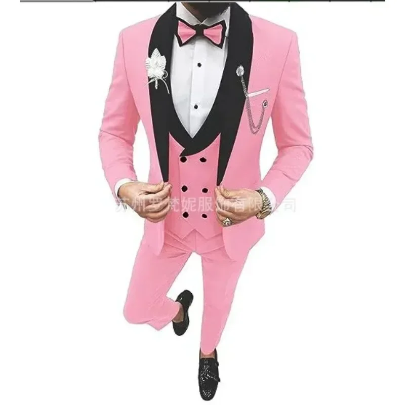 신상 비즈니스 캐주얼 플러스 남성 세트 호스트 연회 세트, 최고의 남자 신랑 원피스 Trajes 우아한 파라 Hombres 코스튬 Homme