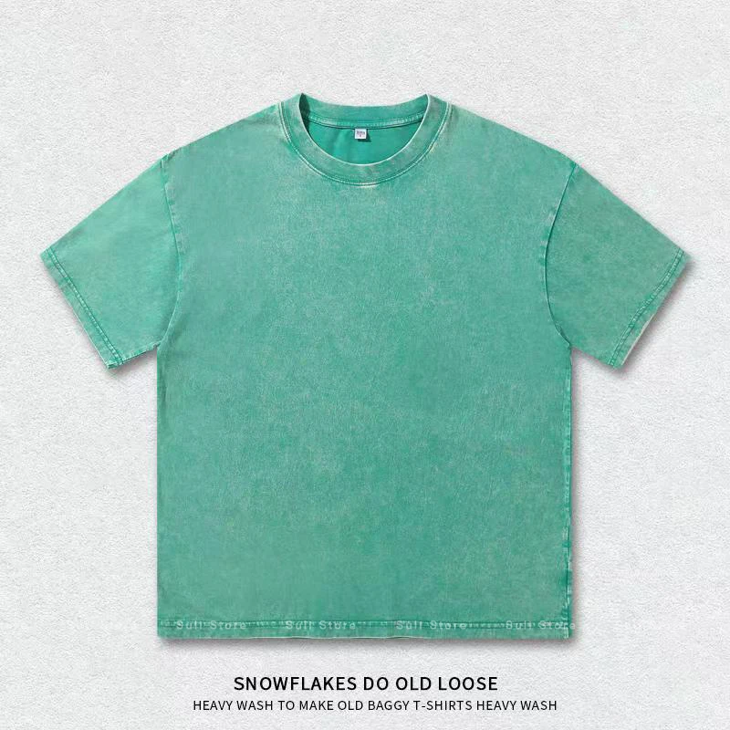 Unisex Army Green Washed Batik Cotton T-Shirt
