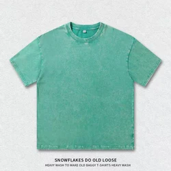 Unisex Army Green Washed Batik Cotton T - Shirt - S (Grass green)