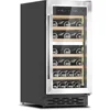 15Inch Wine Cooler Refrigerator, Dual Zone 33Bottle Wine Fridge Temp Control, Built-in or Freestanding Wine Fridge 1