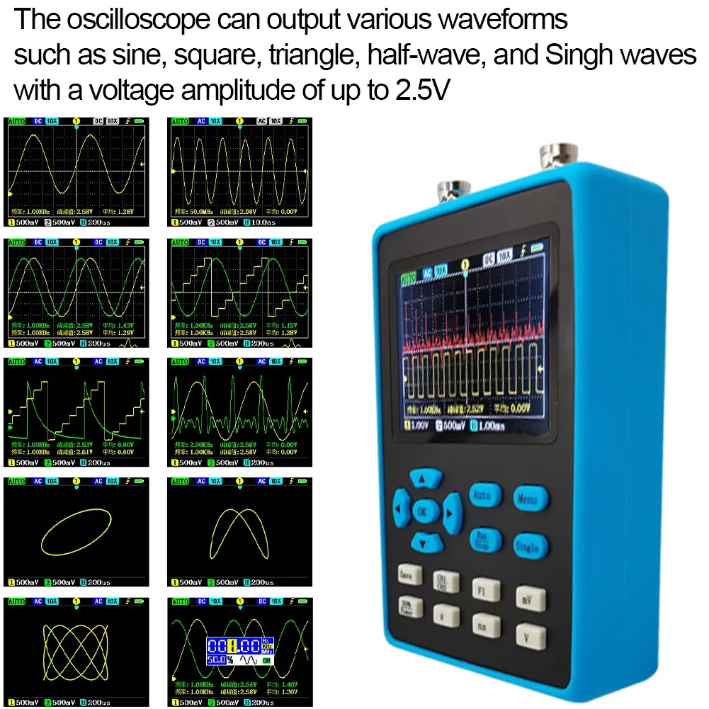 28Inch Handheld Digital Oscilloscope 120M Bandwidth Portable Dual Channel Oscilloscope Signal generator XYmode for Car Repair digital oscilloscope signal generator
