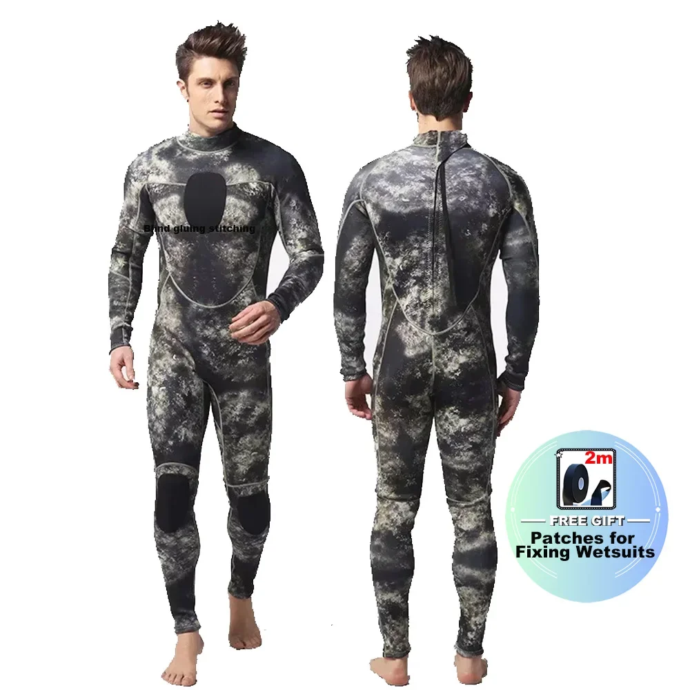 Mens Spearfishing Wetsuit 3mm Camouflage Neoprene One-piece Diving Suit for Scuba FreeDiving Jumpsuit Cold Water Swimsuit