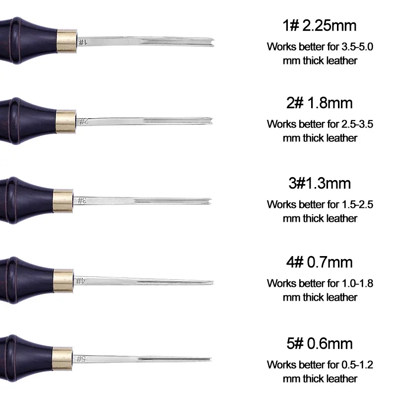 Leather Tool Zxiixz 1Pcs 0.6 to 2.25mm Leather Edge Bevelers Wide Mouth Skiving Tool with Wooden Handle for DIY Leather Craft Professional